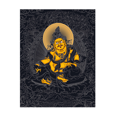 黄财神佛像手绘唐卡描金材料包