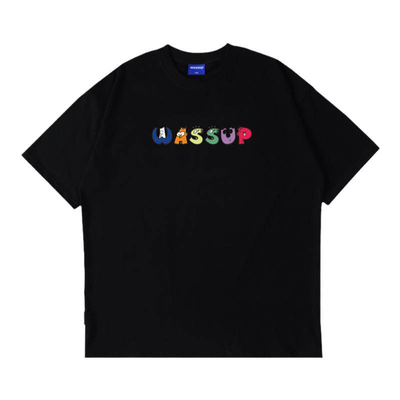 WASSUP潮牌简约字母短袖男