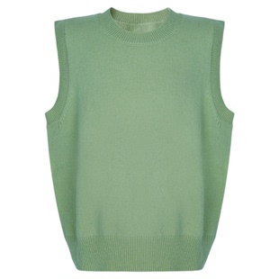 aaaaxbbb 松仁与金酒 三色纯羊毛马甲无袖圆领针织背心上衣女秋冬