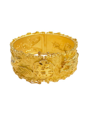 古法金色浮雕龙凤手镯