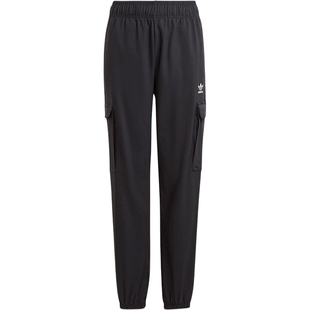 阿迪达斯adidas儿童装新款男女大童工装黑色束脚运动休闲裤IL1846