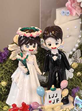 婚纱石塑粘土定制，结婚礼物创意礼物卡通人偶DIY摆件情侣手办