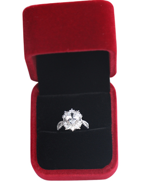 新款结婚对戒两个红色盒子装