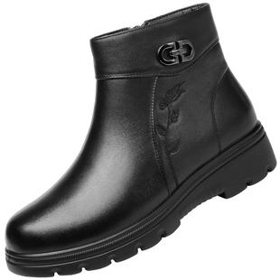 强人3515女靴冬季保暖高帮棉靴时装靴真皮加厚棉皮靴加绒短靴羊毛