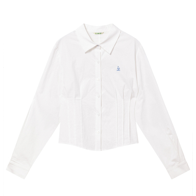 LLANO收腰复古单排扣压褶收腰