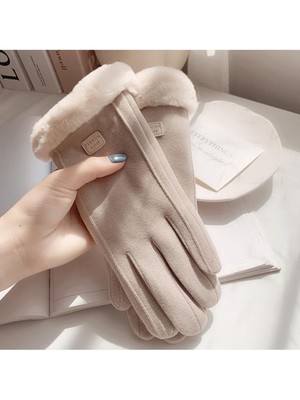 手套冬天女加绒加厚保暖可爱麂皮绒女士骑行防寒骑车防风触屏冬季