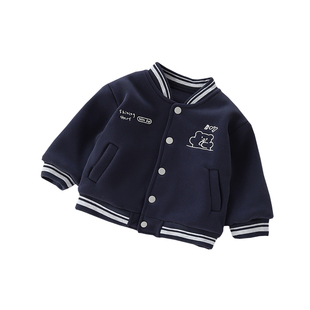 宝宝外套秋冬装加绒加厚男童棉服儿童棒球服婴儿衣服冬季外穿棉衣