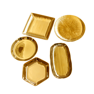 出口欧美欧式奢华金色陶瓷首饰盘子置物小托盘首饰收纳盘家居摆件