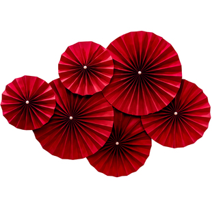 2026新年红色折纸扇装饰中式纸扇花春节橱窗布置挂件扇形拍照道具