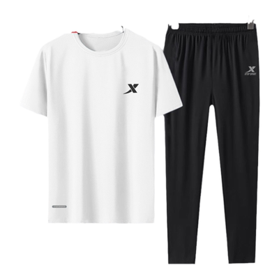 特步冰丝速干运动套装男