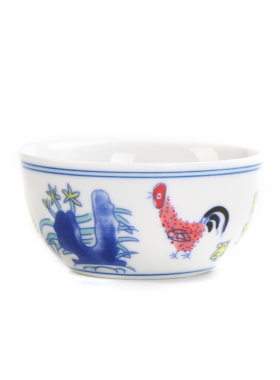 单只陶瓷品茗成化斗彩鸡缸杯