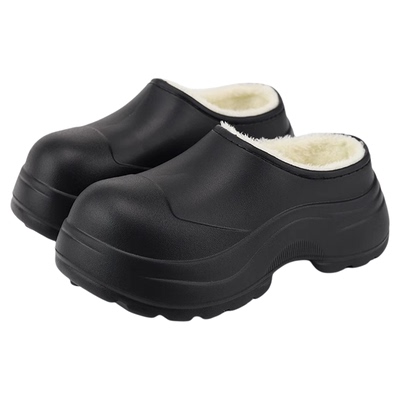 简约加绒保暖防水厚底包跟棉鞋