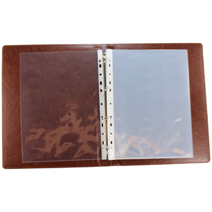 皮革a4活页夹 4孔活页文件夹 档案收藏册 高清透明插页资料袋 琴谱乐普收纳夹收藏册大容量活页夹外壳 可定制
