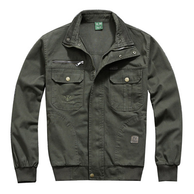 春秋纯棉宽松外套夹克翻领上装