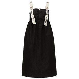 Vero Moda奥莱连衣裙子秋季清仓牛仔背带裙直筒休闲个性字母女