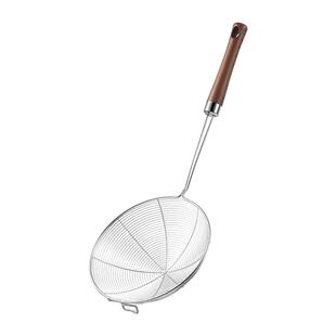 304不锈钢漏勺家用大号捞面条饺子仿木柄线漏勺火锅油炸捞勺笊篱