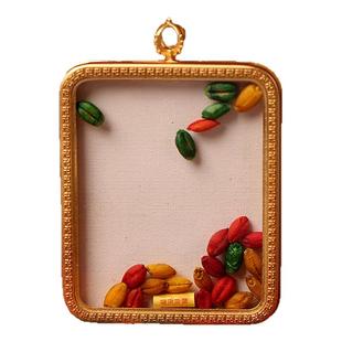 泰伽西藏小唐卡吊坠项坠方形扎基拉姆前世今生黄财神纯铜非手绘