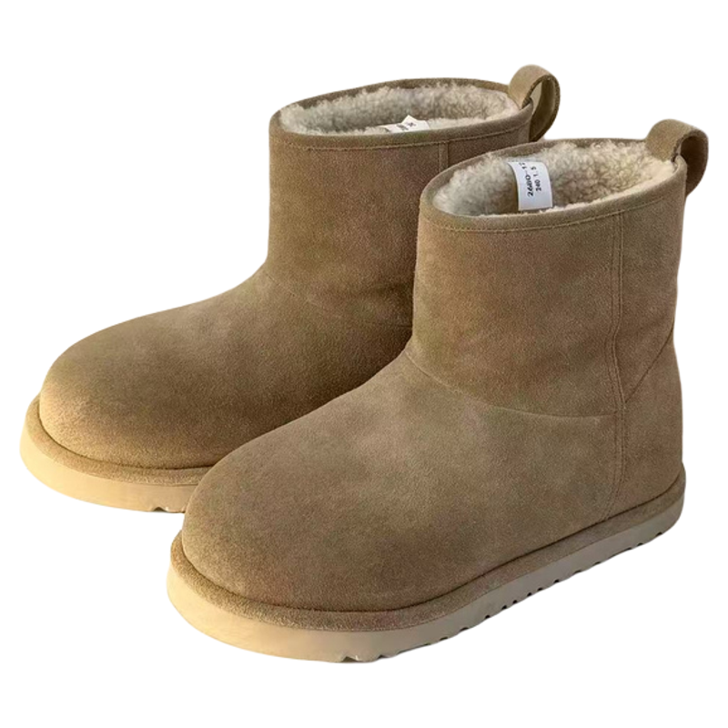 诗歌兰厚底雪地靴女2025冬季新款真皮百搭时尚保暖加绒加厚棉鞋