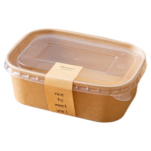 一次性牛皮纸饭碗打包盒食品级家用可微波加热餐盒寿司野餐水果盒