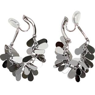 无耳洞高级感金属亮片流苏一体式蚊香盘耳夹个性水滴耳钉女耳饰