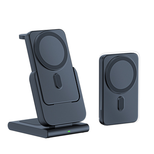 爵位 magsafe磁吸支架适用苹果三合一无线充电器iwatch底座手机手表二合一充电宝可拆卸折叠appleiPhone快充