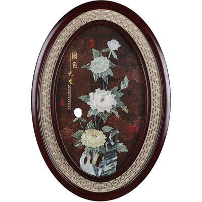 新中式风入户玄关3d立体玉雕画