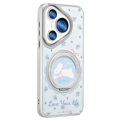 碎花小兔适用华为Pura70pro手机壳磁吸pura70支点壳新款带支架全包可爱网红文艺p70女保护套高级感防摔por+