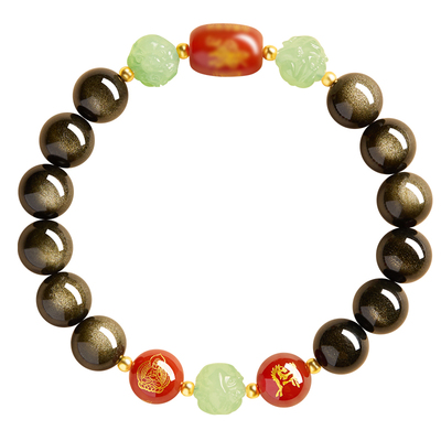 【100%官方正品】天然金曜石手串