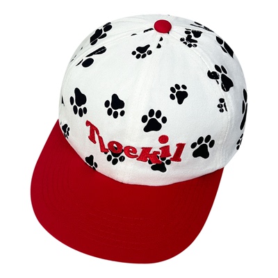 韩国涂鸦小狗脚印拼色平檐鸭舌帽