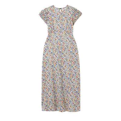 甜美田园风碎花短袖圆领连衣裙