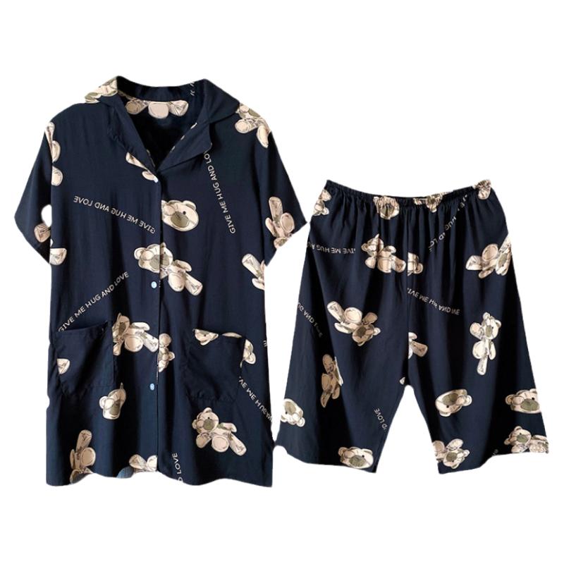 胖mm女式七分裤绵绸家居服套装