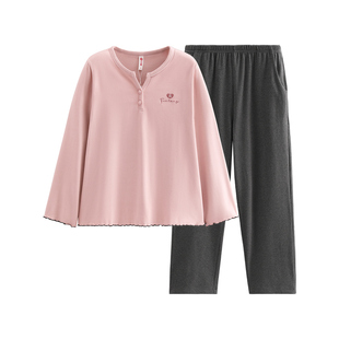 芬腾女士睡衣慕斯绒长袖套头套装春秋季新款女款休闲抗静电家居服