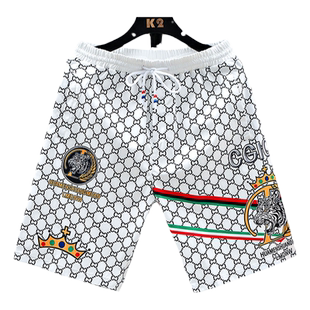 2025夏季薄款七分裤男冰丝男款运动短裤7分男士宽松八分休闲裤子