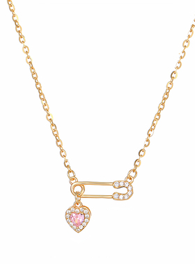 【透莎】爱心别针S925纯银项链女