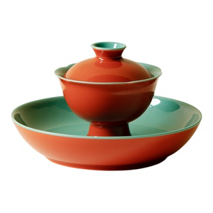 束刻轻奢故宫红圆形壶承高端白瓷干泡茶承盘陶瓷茶具茶托壶托托盘