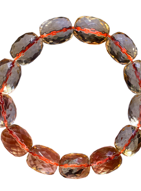 天然黄水晶桶珠刻面手串礼物饰品