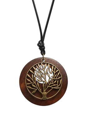 民族风原创文艺百搭长款木质项链