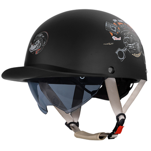 复古巡航头盔男摩托车瓢盔美式夏季防晒帽檐哈雷半盔女士2025新款