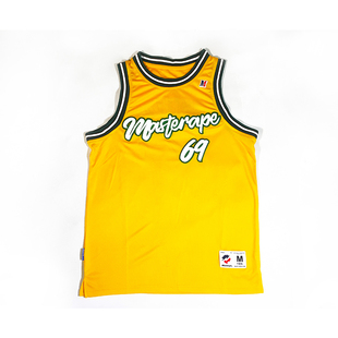 Masterape潮牌美式球衣刺绣篮球运动背心nba复古宽松新面料黑黄色
