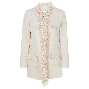 CELLO SONATA 春季新款象牙色休闲时髦流苏装饰女士西装外套