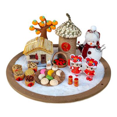 田园五谷丰登小房子秋收冬藏雪景