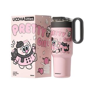 UOOHA拉手冰霸杯吸管保温杯水杯女生高颜值巨无霸大容量保冷杯子