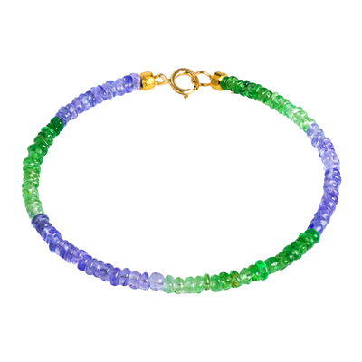 若华珠宝苏竹 坦桑石沙弗莱石榴石手链女18K金宝石手串彩宝手饰