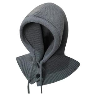 巴拉克拉法帽子女秋冬季针织连帽围脖一体围巾护颈保暖护耳毛线帽