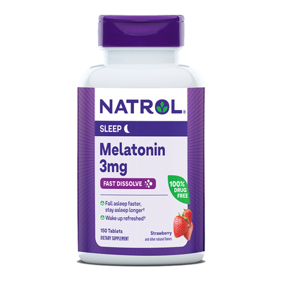 【自营】Natrol成人褪黑素3mg速溶草莓味150片 入睡更快 睡眠更久