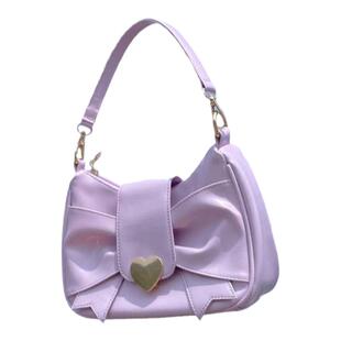 Seraphim原创lolita蝴蝶结珍珠腋下包pu漆皮少女日常手提包斜挎包