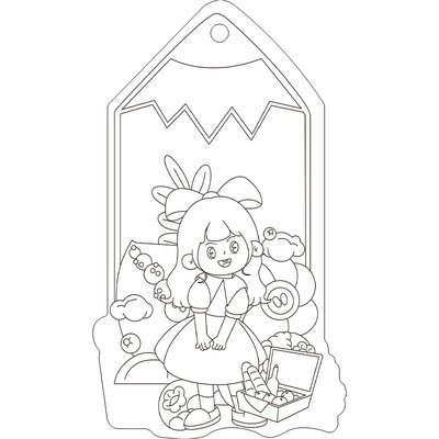 趣味手绘异形书签小学生手工作业diy材料卡通线稿涂鸦涂色小卡片奖励儿童学生填色卡纸阅读书签纸创意小礼品