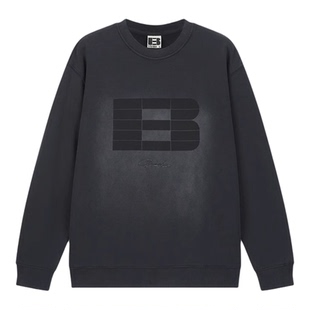 【简构随行】BONELESS美式洗水卫衣网格圆领复古街头宽松打底衫