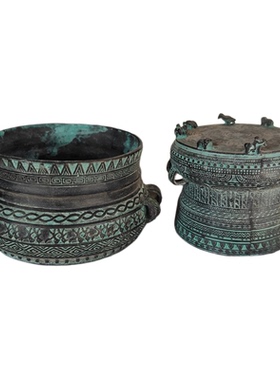 大型铸铜鼓雕塑广西民族乐器上市锣鼓青铜鼓铜锣装饰品雕塑摆件