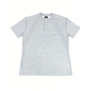 andtime美式亨利领T恤凉感夏季短袖纯色透气户外亨利衫休闲男上衣